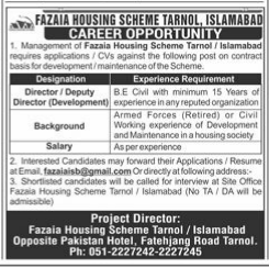 Fazaia Housing Scheme Tarnal jobs 2025
