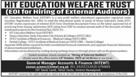 General Manager Accounts and Finance (HITEWT ) Jobs 2025