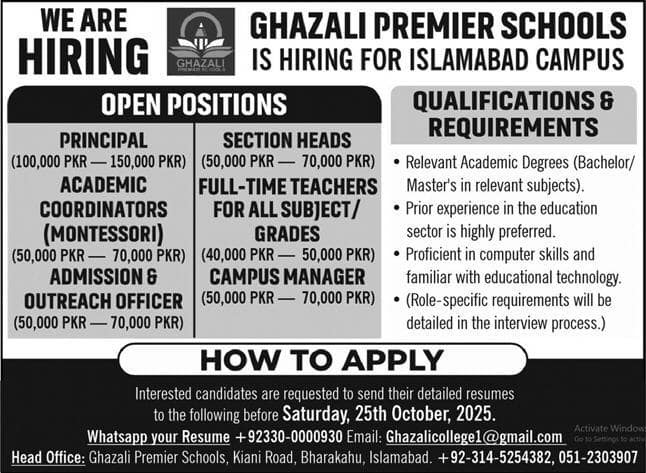 Ghazali Premier Schools 2025