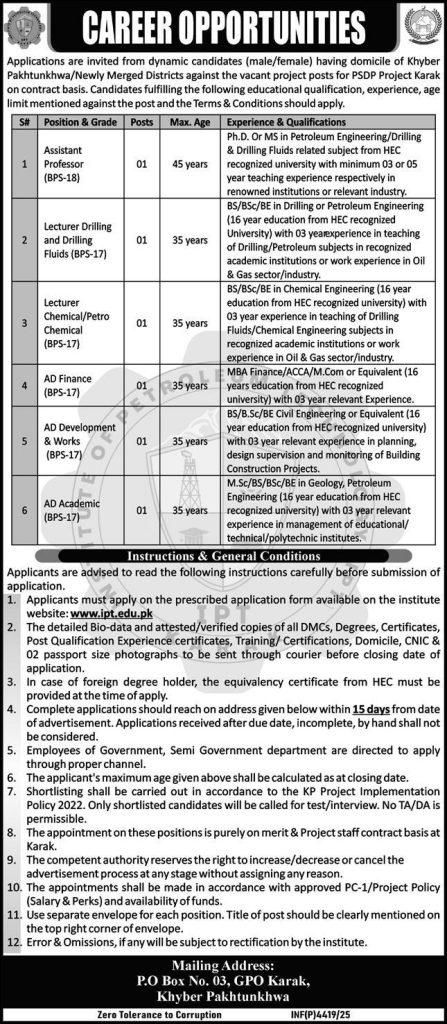PSDP Project Karak (KPK) Jobs 2025