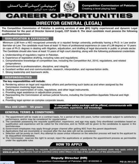 Competition Commission of Pakistan Jobs 2025