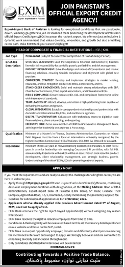 Pakistan Official Export Credit Agency Jobs 2025