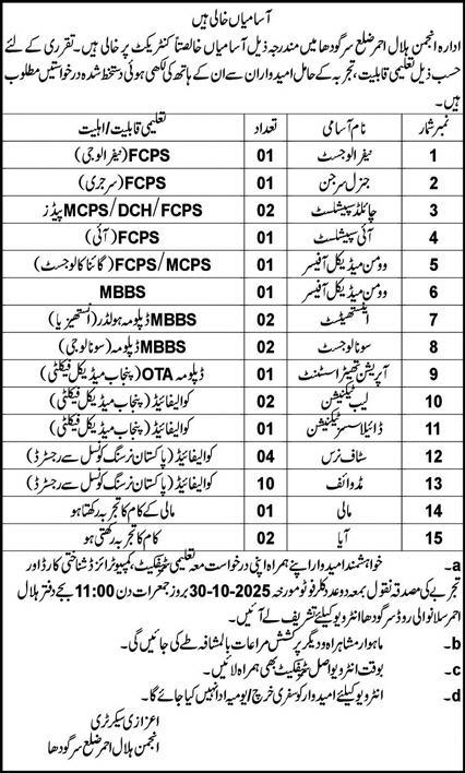 Institution of anjuman hilal-e- ahmar,district Sargodha Jobs 2025