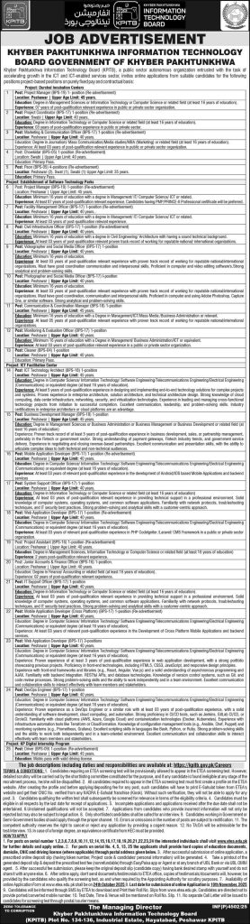 Kpk information technology board government Jobs 2025
