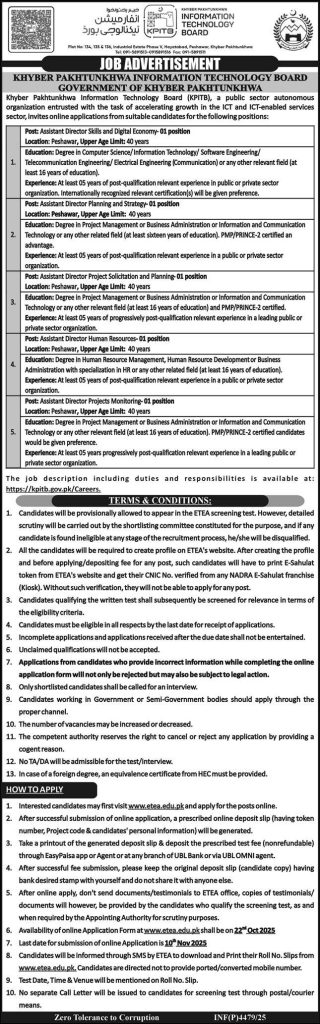 KPK Information Technology Board (KPITB) Jobs 2025
