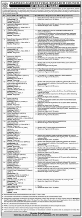 Pakistan Agriculture Research Council Jobs 2025