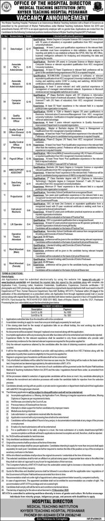 The Khyber teaching hospital Jobs 2025
