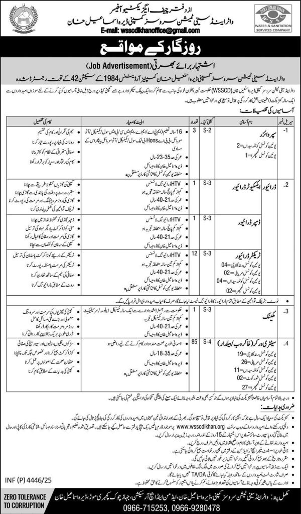 Water and Senitation Services Company Jobs 2025