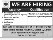 Army public school Jobs 2025