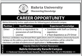 Bahria university Jobs 2025