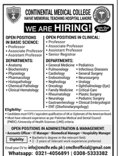Continental medical college Jobs 2025