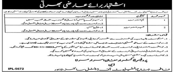 Fatima Jinnah institute Jobs 2025