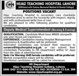 Hijaz teaching hospital Jobs 2025