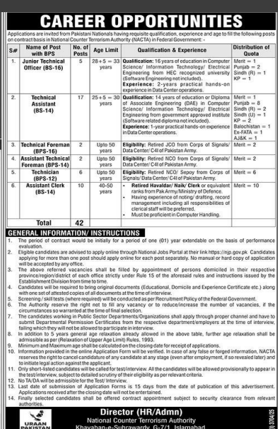 National counter terrorism authority Jobs 2025