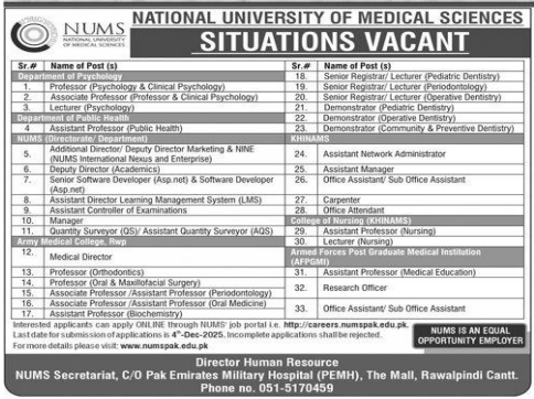 National university of medical science Jobs 2025