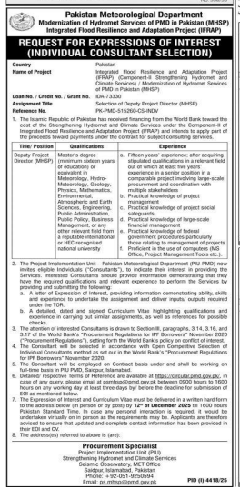 Pakistan meterological department Jobs 2025