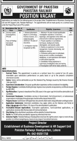 Government of Pakistan , pakistan railway Jobs 2025