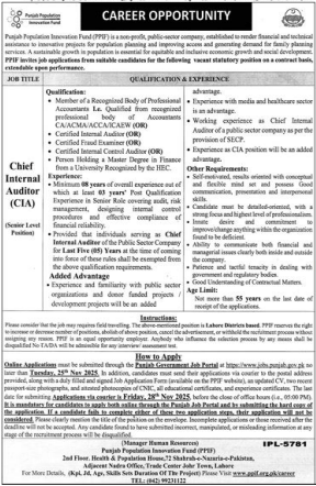 Punjab population innovation fund jobs 2025