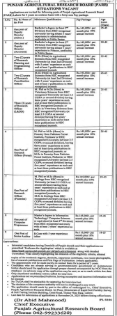 Punjab agriculture research board jobs 2025