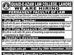Quaid –e – azam college Jobs 2025