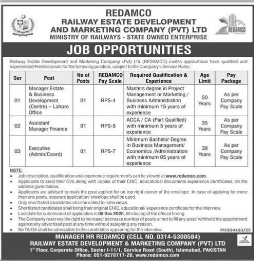 Railway estate development and marketing company Jobs 2025