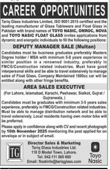 Tariq glass industries  jobs 2025