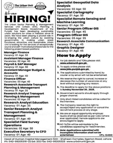 The urban unit Jobs 2025
