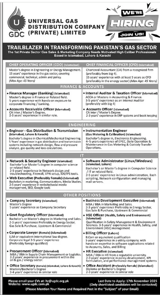 Universal gas distribution company Jobs 2025