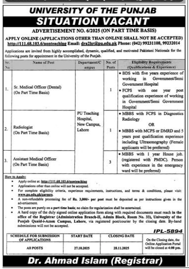 University of Punjab  Jobs 2025