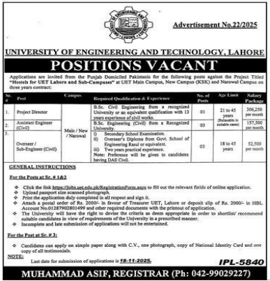 University of engineering and technology Jobs 2025