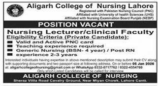 Aligarh college of nursing Jobs 2025