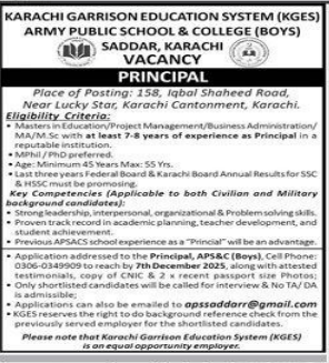 Army public schools and colleges Jobs 2025