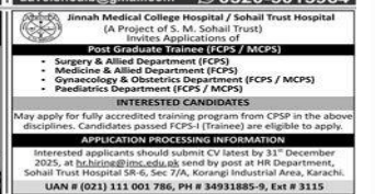 Jinnah medical college hospital Jobs 2025