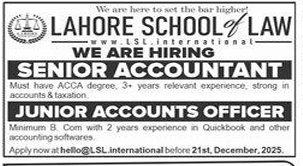 Lahore school of law Jobs 2025