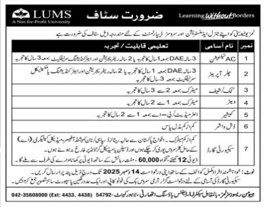 LUMS university Jobs 2025