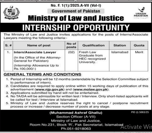 Ministry of law and justice Jobs 2025