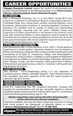 Olympia chemicals limited Jobs 2025