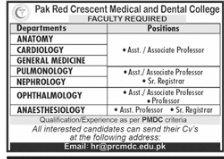 Pak red crescent medical and dental college Jobs 2025