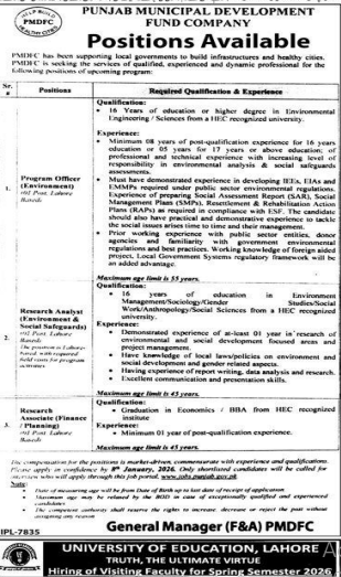 Punjab municipal development fund company  Jobs 2025