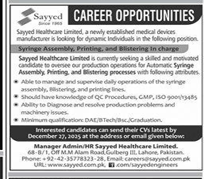 Sayyed healthcare Jobs 2025