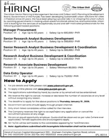 The urban unit Jobs 2025
