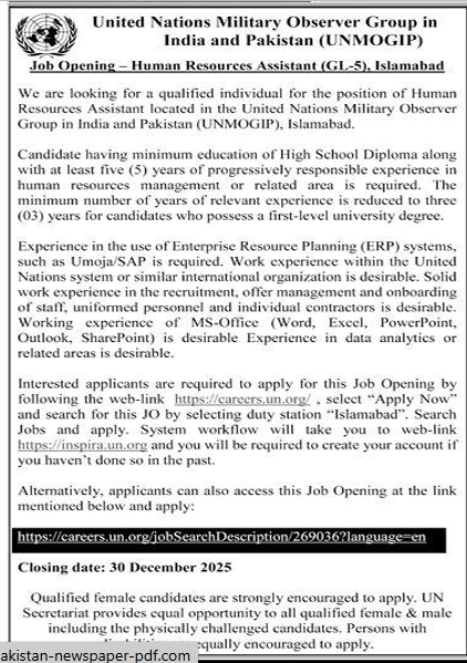 United nations military observer group Jobs 2025