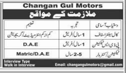Changan gul motors Jobs 2026