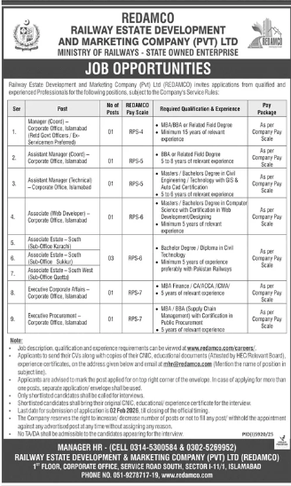 REDAMCO railway estate development and marketing company   jobs 2026