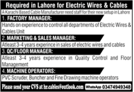 A karachi based cable manufacture company   jobs 2026