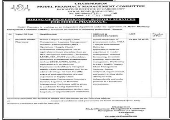 Chairperson model pharmacy management committee jobs 2026