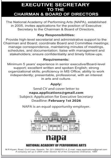 The national academy of performing arts  jobs 2026