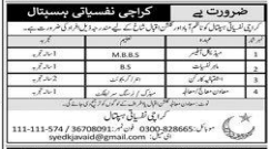 Karachi mental hospital jobs 2026