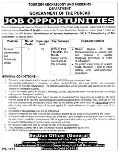 Tourism archaeology and meseums department jobs 2026