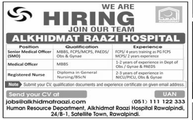 Alkhidmat raazi hospital jobs 2025